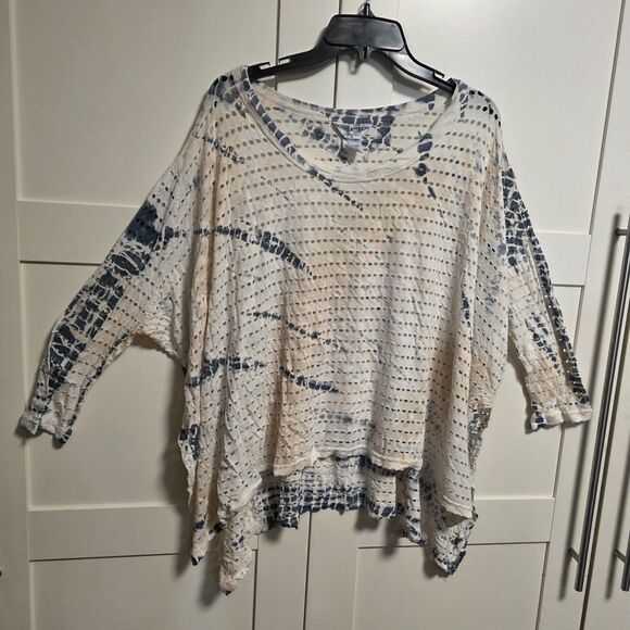 Hard Tail Oversized 3/4 Sleeve Raglan Tee S Rayon Jersey Tie Die BEAUTIFUL TOP - Picture 1 of 6